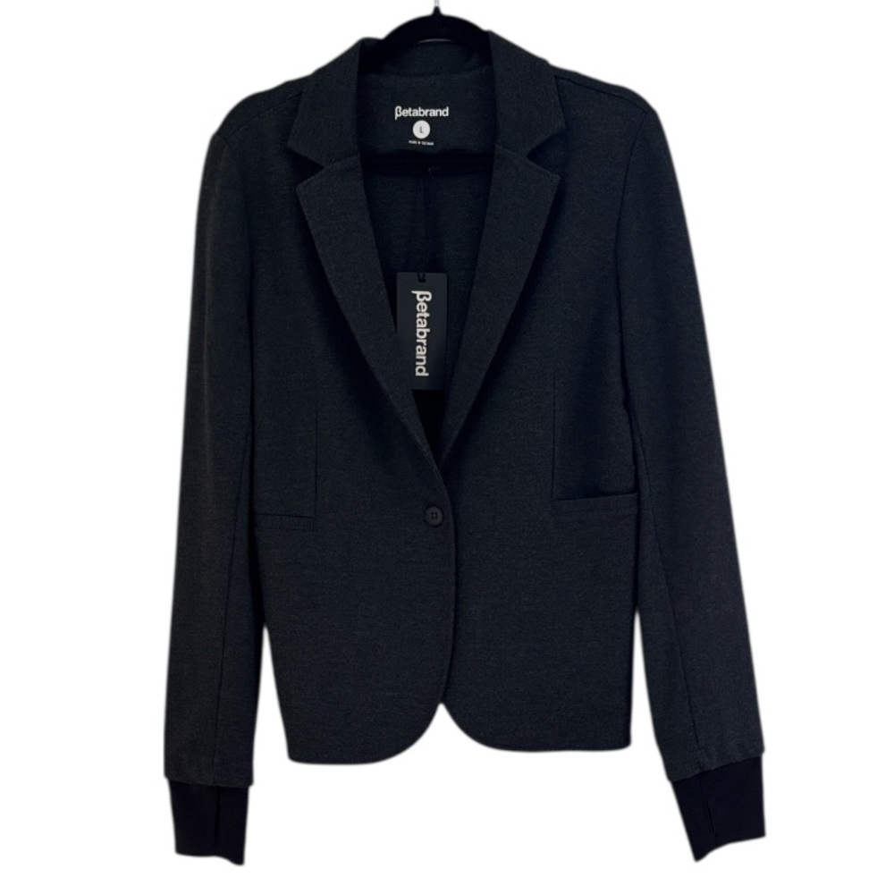 Betabrand Charcoal Gray Knit Blazer Jacket Large Office Business Casual NWT!